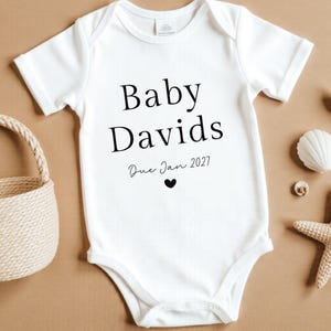 Coming Soon Announcement Baby Grow, Baby Due 2026 Bodysuit, Pregnancy Reveal Babygrow, Custom Due Date Baby Clothes, Pregnancy Announcement