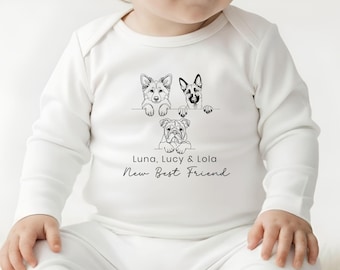 Protected by Dog Baby Grow, gepersonaliseerd babycadeau voor hondenliefhebber