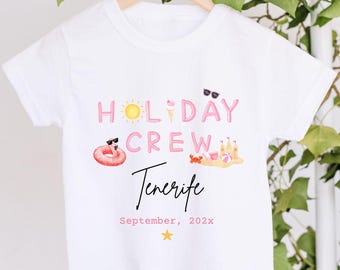 My First Holiday Girl Baby Grow, Matching Family Holiday Crew Tees, Personalised Toddler Beach Shirt, First Time Flyer Kids Travel Crew