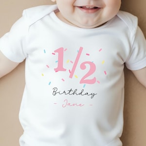Half Birthday Baby Outfit, 6 Month Birthday Celebration, Retro Birthday Halfway To One, Girl Half Birthday Cake Smash Vest, Pink Birthday