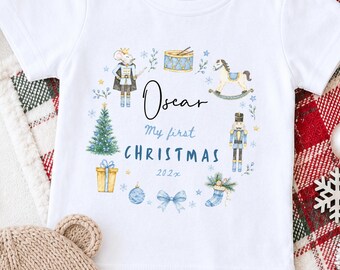 Personalised My First Christmas Boy Baby Grow, My 1st Christmas Nutcracker Gift, Baby Boy First Xmas Outfit, Holiday Toddler Festive Wear