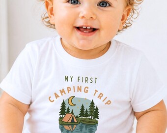 My First Camping Trip Romper | Personalised Camper Bodysuit | Outdoor Adventure Baby Gift