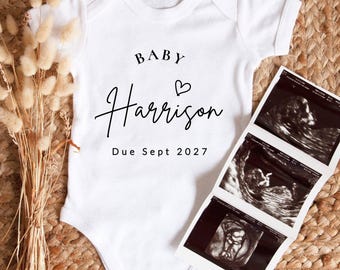 Anuncio de bebé personalizado: Regalo para abuelos y familiares para anunciar el embarazo.