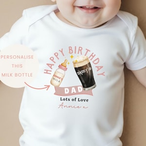 Lustiger Baby Body Daddy und ich, neuer Vater Geschenk mit Milchflasche, Trinkfreunde für alles Gute zum Geburtstag Papa, Geschenk vom Baby