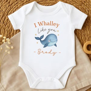 Smiling Whale Baby Grow, Cute Ocean Animal Clothes, Personalised Whalley Like You Bodysuit, Marine-themed Whale Outfit, Beach Baby Gift