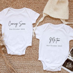 Twins Coming Soon Baby Romper, Baby Reveal Due Date Baby Grow, Announcing Twin Baby Clothes, IVF Baby Announce Bodysuit, Twins Surprise