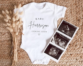 Personalised Pregnancy Reveal Babygrow: Pregnancy Announce Baby Coming Soon