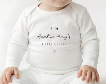 Khala's Little Bestie Bodysuit Personalised, Custom Baby Grow For Aunt, Custom Babygrow Present for Nephew, Auntie's Little Bestie Bodygrow