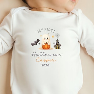 Custom Boy Halloween Baby Bodysuit, Baby&#39;s 1st Halloween Gift, Spooky Season Outfit, Newborn Halloween Costume for Baby&#39;s First Fall Fun