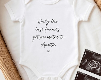 Promoted To Auntie Baby Vest: Pregnancy Announcement Gift For Bestie