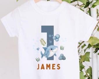 Shark 1st Birthday Outfit Boy | Under The Sea Cake Smash Shirt | Ocean Birthday Top FB0035