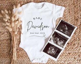 Custom Babygrow for Pregnancy Announcement, Pregnancy Reveal Baby Bodysuit, Baby Due 2026 Vest, Baby Coming Soon 2026 Baby Grow