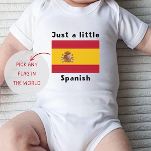 Spanish Baby Gift, Personalised Spanish Country Flag Babygrow, Custom Baby Grow Gift, Keepsake Baby Vest, Unique Newborn Clothes Present