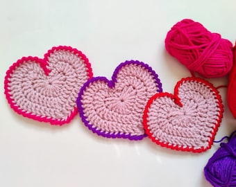 Crochet Pattern Heart Coaster, PDF & Video Tutorial, Easy, Beginner, Simple and Quick DIY Home Decor, Valentine&#39;s Day Gift