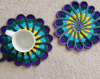 Crochet Coasters Pattern PDF & Video Tutorial | Crochet Mug Rug with a bonus pattern
