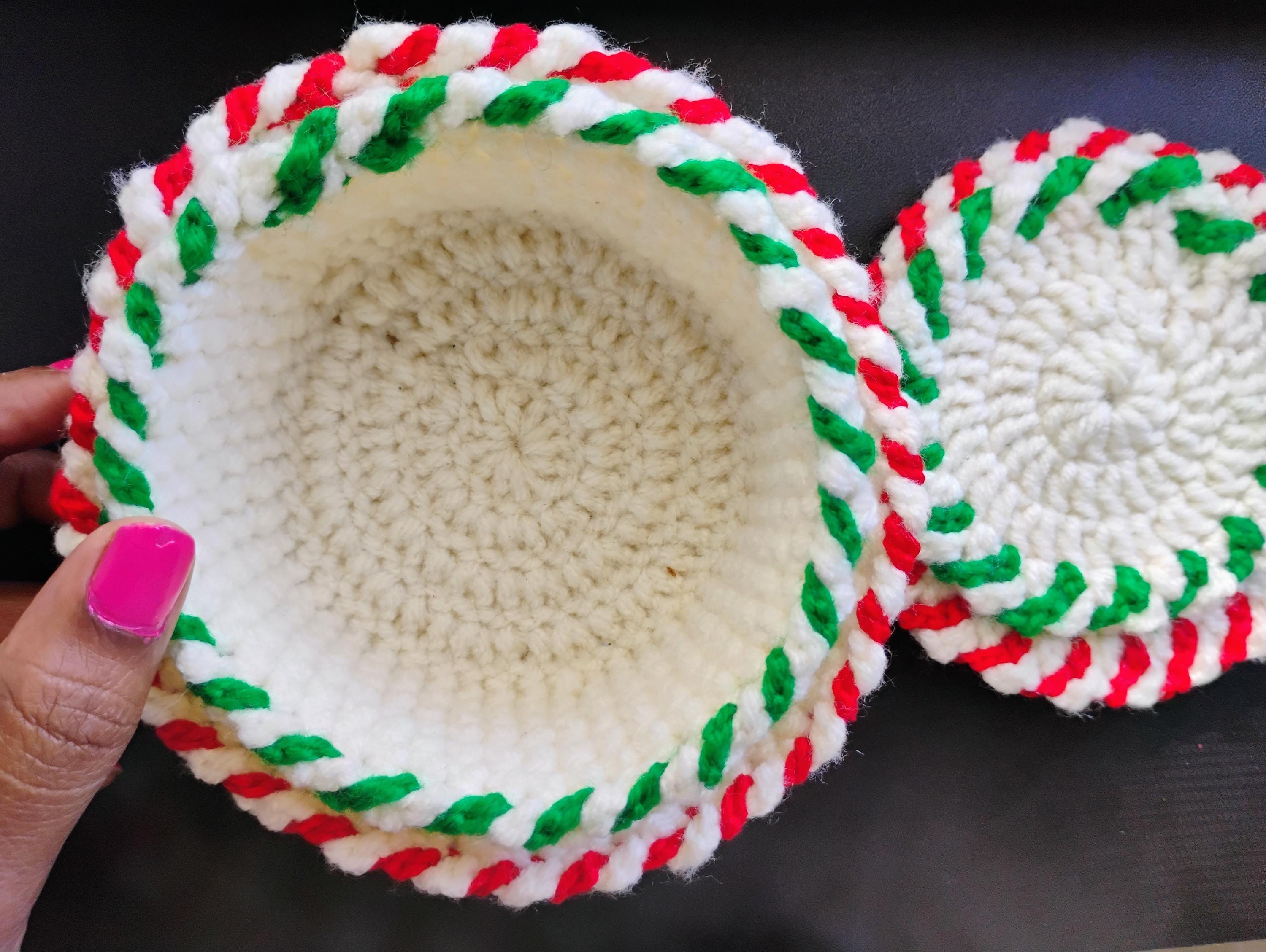 Peppermint Coasters Crochet Pattern: Holiday Basket & Coaster Set, PDF ...