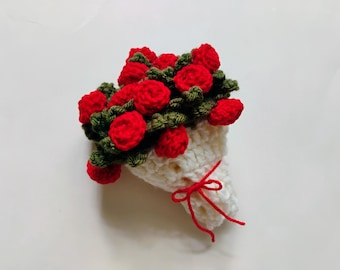 Mini Crochet Blooming Rose Bouquet Coaster Pattern PDF, Rose Bouquet Blanket, Mug Coaster Crochet Pattern