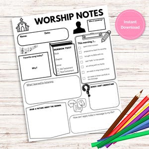Worship Notes for Kids, Printable Sermon Notes, Family Discipleship ...