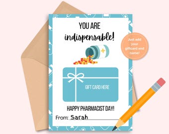 Pharmacist Day Gift Card Holder: Printable Appreciation Card (Digital Download)