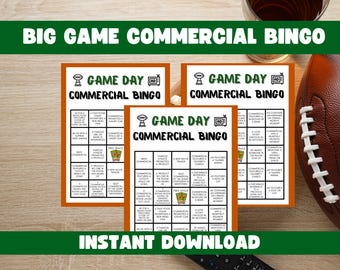 Big Game Commercial Bingo: Football Party Printable (Digital Download)