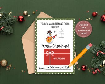 Worship Pastor Christmas Gift Card Holder | Praise Leader Card