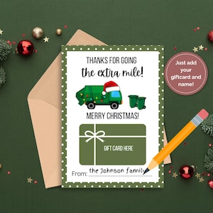 Porta-cartão-presente de Natal para coletor de lixo | Agradecimento ao homem do lixo | Cartão-presente de caminhão de lixo para caminhão de lixo para o Natal