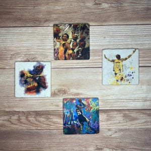 Handmade Basketball Coasters Set — Natural Rustic Drink Coasters for Home Decor, Housewarming or Wedding Gift