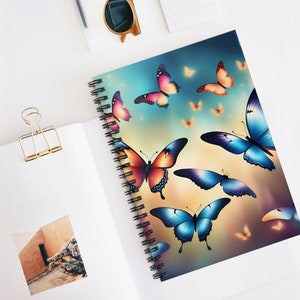 Butterfly Spiral Notebook - Ruled Line, College Ruled Journal, Lined Diary, Cute Writing Pad, Nature Theme Notebook, Journaling