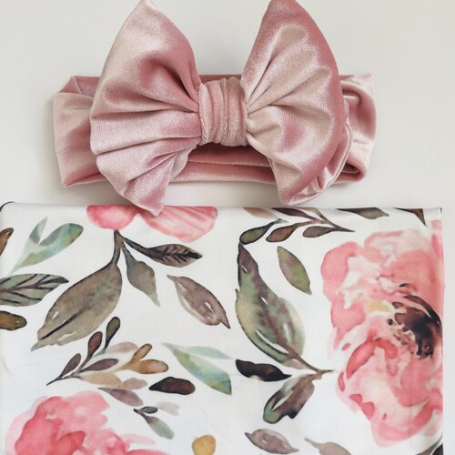 Baby Swaddle Blanket & Headbands Hospital Blanket Swaddle Etsy