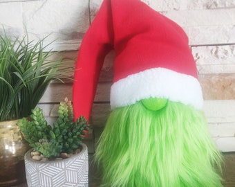 The Grinch gnome, Swedish gnome, Scandinavian gnome, Grinch, Christmas gnome, Christmas decorations, green beard, Santa, big beard gnome