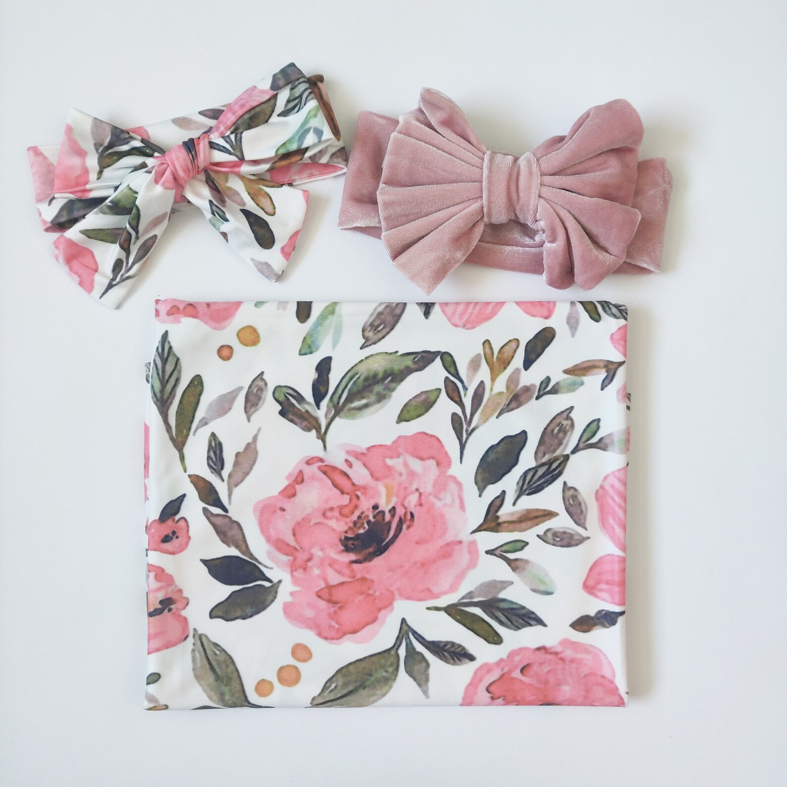 Baby Blanket & Headbands Single Layer Fabric Swaddle With 2 Etsy