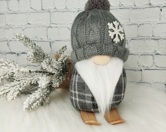 Ski gnome, winter gnome, soft plush gnome, skiing gnome, Christmas gnome, ski, snow gnome, winter decorations, winter decor, nome, knome