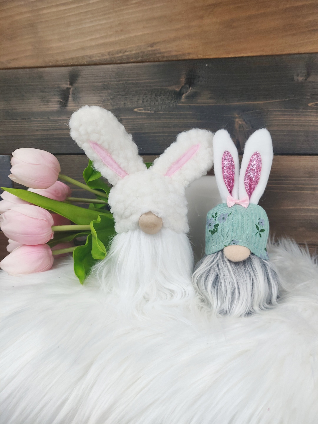 Set of 2 Easter Bunny Gnomes: Spring Tiered Tray Decor - Etsy