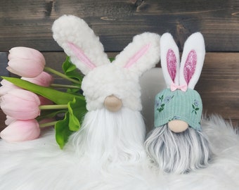 Set of 2 bunny gnome's, bunny gnome, Easter bunny, Easter gnome, Easter decorations, soft bunny, Spring decor, tier tray, home decor spring