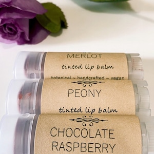 Tinted Lip Balm Gift Set • Natural Handmade Tinted  Lip Balm • Lip Tint Trio Gift Set • Earth Mineral Cosmetics Brand • Bath And Beauty