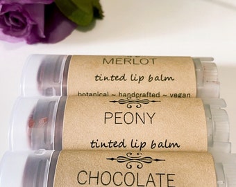 Tinted Lip Balm Gift Set • Natural Handmade Tinted  Lip Balm • Lip Tint Trio Gift Set • Earth Mineral Cosmetics Brand • Bath And Beauty