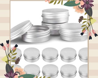 Empty 1 oz Aluminum Metal Container Set of 6• Aluminum Tin • Screw Top Metal Container • DIY Makeup Supply • Mineral Makeup Supplies •