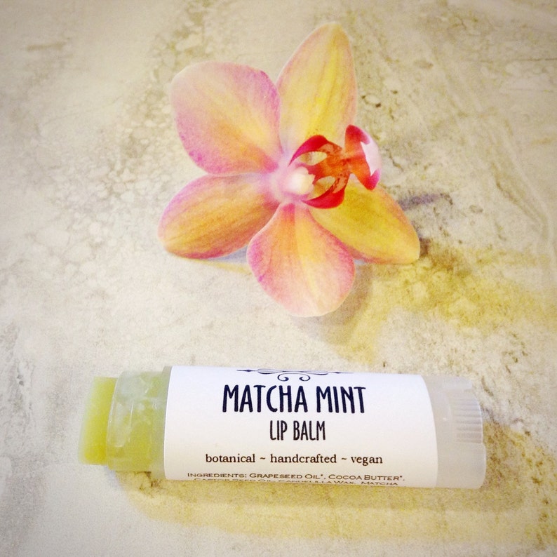 Matcha Green Tea Lip Balm Matcha Mint Vegan Lip Balm Etsy