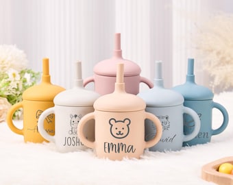 Engraved Silicone Cup 7oz for Babies,Personalized Sippy Cup,Custom Toddler Feeding Gift,Baby Gifts for First Birthday,Baby Shower Gifts