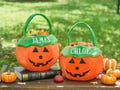 Halloween Basket Personalized,Pumpkin Trick or Treat Bag with Custom Name,Halloween Candy Bucket for Kids,Halloween Storage Basket Gift