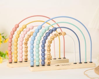 Personalized Montessori Abacus,Engraved Rainbow Abacus,Toddler Educational Toy,Baby Shower Gift,Birthday Gifts