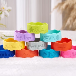 Etichette per bottiglie personalizzate, fascette per bottiglie per bambini, fascette per tazze, etichette per tazze con beccuccio, etichette per bottiglie d'acqua, etichette per bottiglie sportive, fascetta regalo incisa