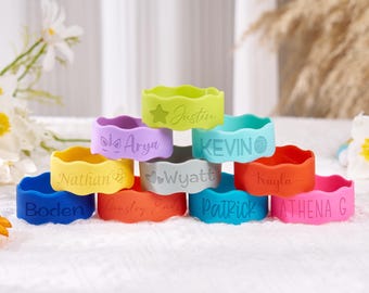 Personalized Bottle labels,Bottle Bands for Kid,Cup label bands,Sippy cup label,Water bottle label,Sport bottle label,Engraved Band Gift