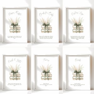 Signes de table de baby shower de livre d'histoires, un nouveau chapitre est sur le point de commencer Décorations de baby shower de garçon de livre neutre de genre vert bohème BS72