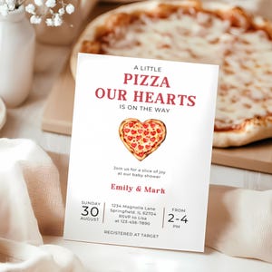 Pizza and Pacifiers Baby Shower Invitation, Pizza Baby Shower Invite, Pizza Our Hearts, Gender Neutral Special Delivery Baby Shower  BS95