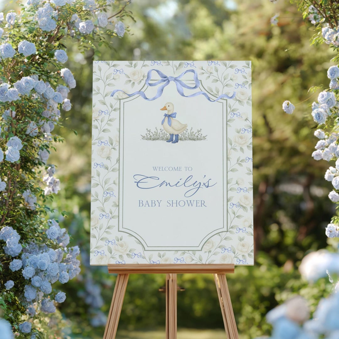 Vintage Floral Baby Shower Welcome Sign - Grandmillennial Little Goose ...