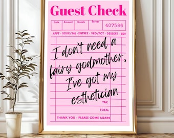 Rosa Kosmetikerin Poster, Schönheitssalon Dekor, Gast Check Print, Kosmetikerin Wimpernverlängerung druckbare Wandkunst, lustiges Zitat digitaler Download