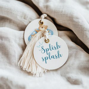 Splish Splash Baby Shower Favor Tags - Pool Baby Shower Decor - Splish Splash Baby Bash - Blue Summer Editable Boy Shower Template BS142