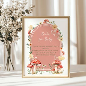 Mushroom Baby Shower Table Signs - Red Mushroom Wildflower Baby Shower Template - Little Fungi Woodland Forest Garden Baby Shower Decor BS82