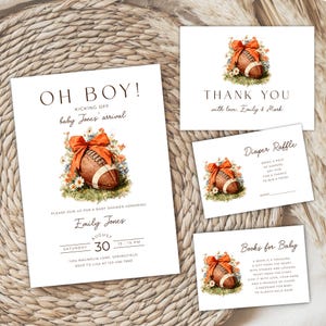 Football Baby Shower Invitation Bundle - Editable Oh Boy Touchdown Invite - Touchdowns and Tiny Toes Football - All Star Game Day BS244